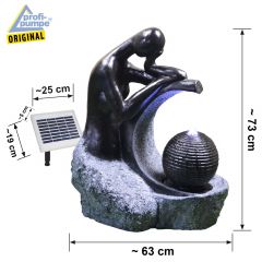 Solar - Brunnen LADY in BLACK-3 mit LiIon-Akku & LED-Licht