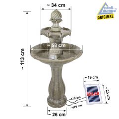  Solar - Brunnen KLASSIK-GARTEN-3-1 mit Li-Ion-Akku und LED-Licht