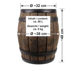 Regentonne Eichenfass 50L mit Messing-Wasserhahn 3/4 Zoll