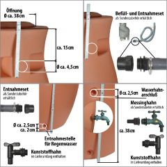 Regenfass mit Pflanzschale - Amphore Maja 300l terrakotta