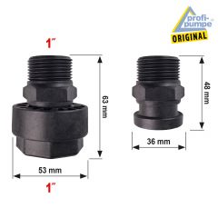 Kunststoff-Verschraubung QUICK RELEASE 1 AG x 1 IG