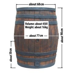 Regentonne Eichenfass 450L zzgl. Befüll - und Entnahmeset - Auswahl