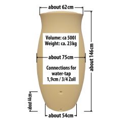 Regenfass mit Pflanzschale - Amphore Maja 500l beige-gelb - zzgl. Fallrohrfilter T33 - Auswahl