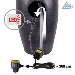 230V - Gartenbrunnen WASSER-ZWILING  mit LED-Licht 