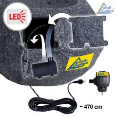 230V - Gartenbrunnen GRANIT-QUELLSTEIN mit LED-Licht 