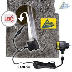 230V - Gartenbrunnen STEIN-GEZWITSCHER mit LED-Licht 