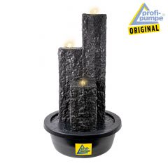 230V - Gartenbrunnen & Wasserspiel TRIO-BASALT-3 mit LED-Licht