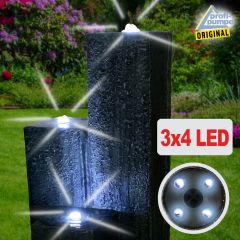 230V - Gartenbrunnen & Wasserspiel TRIO-BASALT-3 mit LED-Licht