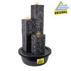 230V - Gartenbrunnen & Wasserspiel TRIO-BASALT-3 mit LED-Licht