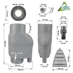 Fallrohrfilter raintec T33 Zink-Grau