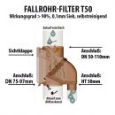 Fallrohrfilter T50 braun inkl. DN50 Anschluss-Set grau