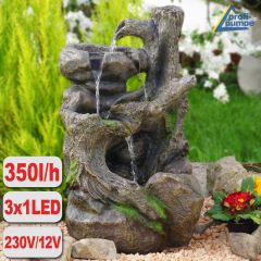 230V - Gartenbrunnen BAUMWURZEL & STEIN-KASKADEmit LED-Licht