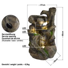 230V - Gartenbrunnen BAUMWURZEL & STEIN-KASKADE
 mit LED-Licht