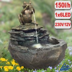 230V - Gartenbrunnen DURSTIGER FROSCH mit LED-Licht