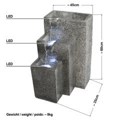 230V - Gartenbrunnen GRANITWAND-KASKADE mit LED-Licht 