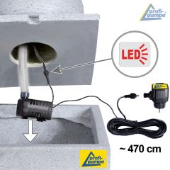 230V - Gartenbrunnen MODERN lichtgrau mit LED-Licht