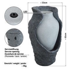 230V - Garten- und Zimmerbrunnen AMPHORE VENUS mit LED-Licht 