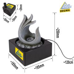 230V - Zimmerbrunnen PHOENIX-FLAMME mit LED-Licht 