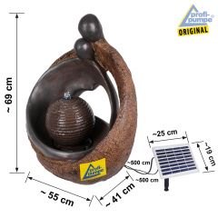 Solar-Brunnen LIEBESGLÜCK mit Li-Ion-Akku und LED-Licht