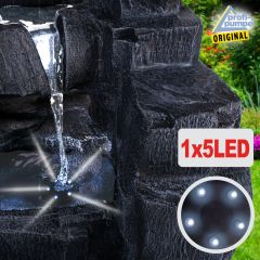  Solar-Brunnen WASSERFALL mit LiIon-Akku und LED-Licht