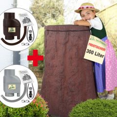 Regentonne Baum baumrinden-braun mit Fallrohrfilter T33 - Auswahl Regentonne Baum baumrinden-braun mit Fallrohrfilter T33 - Auswahl