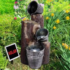 Solar - Brunnen PRETTY-BIRD Kaskade mit LiIon-Akku & LED-Licht
