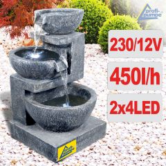 Gartenbrunnen & Wasserspiel GRANITSCHALEN-KASKADE-3 mit LED-Licht Gartenbrunnen & Wasserspiel GRANITSCHALEN-KASKADE-3 mit LED-Licht