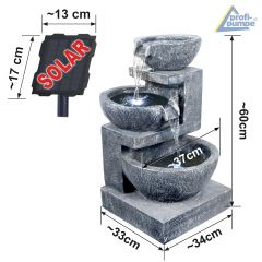 Solar - Gartenbrunnen & Wasserspiel
GRANITSCHALEN-KASKADE-3 mit LED-Licht und Li-Ion-Akku