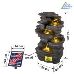 Solar - Gartenbrunnen & Wasserspiel KÖNIGS-FELS mit Li-Ion-Akku