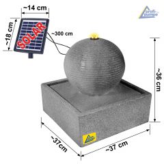 Solar - Gartenbrunnen & Wasserspiel MODERN lichtgrau mit Li-Ion-Akku