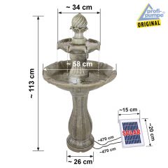 Solar - Brunnen KLASSIK-GARTEN-2-1 mit LiIon-Akku & LED-Licht