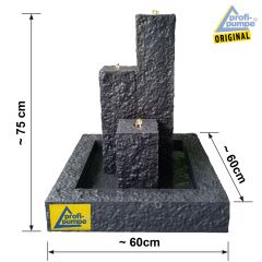 230V - Gartenbrunnen & Wasserspiel TRIO-BASALT-2 dunkel mit LED-Licht