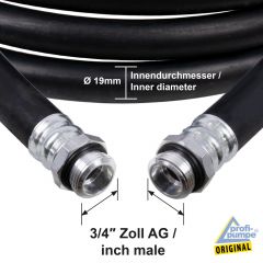 Diesel Gummi-Schlauch-Set 1.2 Innendurchmesser 19mm mit ¾-AG-Schlauchtüllen, schwarz, 5m