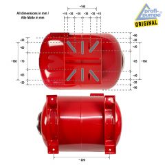 Drucktank Ausdehnungsgefäß Druckkessel 24L, Kohlenstoffstahl