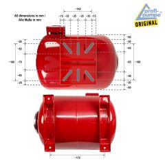 Drucktank Ausdehnungsgefäß Druckkessel 36L, Kohlenstoffstahl