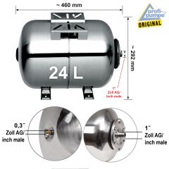 Drucktank Ausdehnungsgefäß Druckkessel  24L, Edelstahl