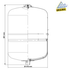Drucktank Ausdehnungsgefäß 35L, Polypropylen-Inliner