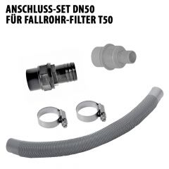 Fallrohrfilter T50 braun inkl. DN50 Anschluss-Set grau