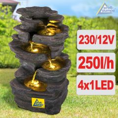 230V - Gartenbrunnen KÖNIGS-FELS mit LED-Licht
