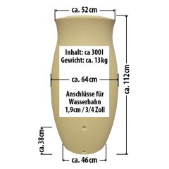 Regenfass mit Pflanzschale - Amphore Maja 300l beige-gelb - zzgl. Fallrohrfilter T33 - Auswahl